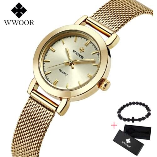 WWOOR Fashion Luxury Ladies Crystal Watch Waterproof Steel Mesh Quartz Women Watches Top Brand Clock Relogio Feminino Free gift