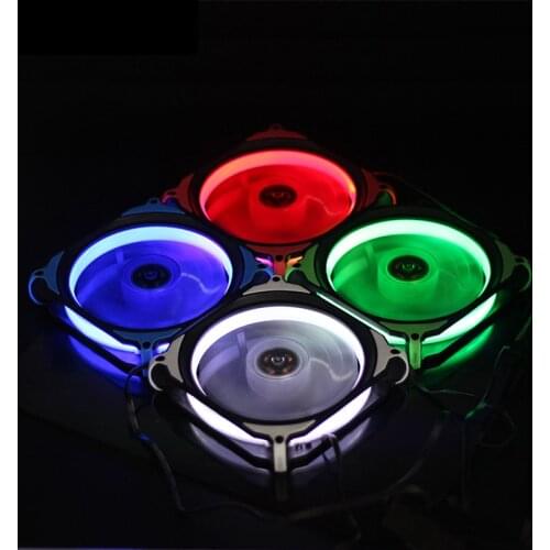 Halo LED 120mm 12cm PC CPU computer case cooling neon quite clear fan Mod 4 pin / 3 pin, hydraulic bearing, black snakeskin net