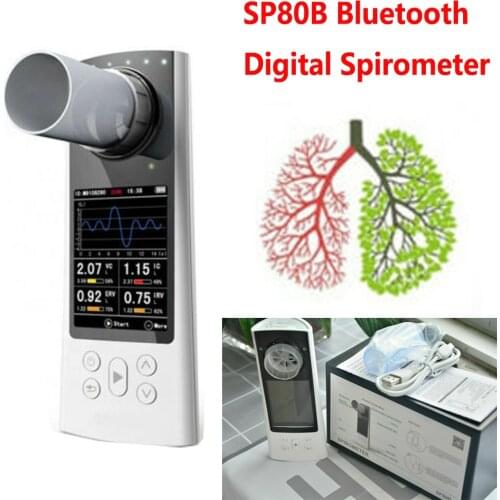 SP80B Bluetooth Digital Spirometer Color Display Lung Function Breathing Pulmonary Diagnost USB Portable Medical Device Software