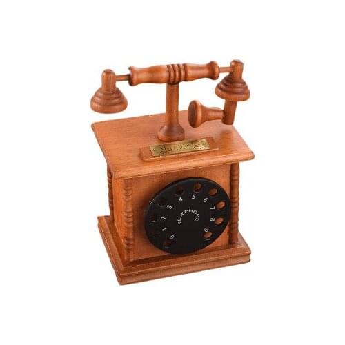Wooden Simulation Music Box Retro Telephone Music Box Creative Wooden Music For Childrens Valentines Day Gifts Home Decoration