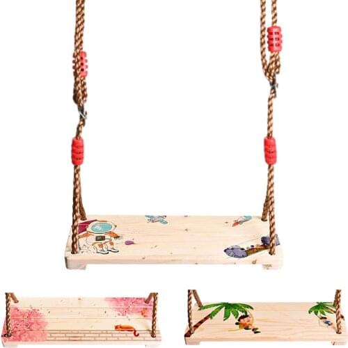 Children Painted Wooden Swing Outdoor Indoor Educational Toys Indoor Fitness Equipment For Kid Garden Comfortable Firm Swing