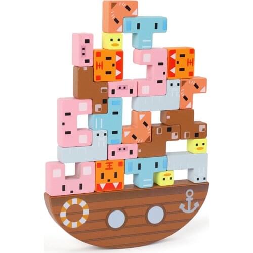 Montessori Wooden Balance Building Blocks Animal Educational Stacking Toys Wooden Blocks Kids Educational Toys For Children