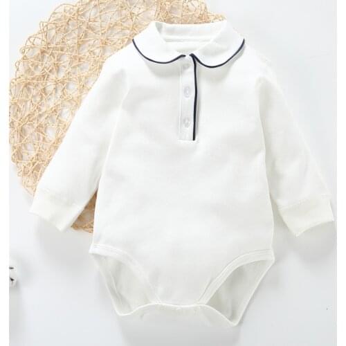 Baby newborn boy girl turn-down collar baby clothes long sleeves infant jumpsuit toddler handsome gentlemen white body 0-3years