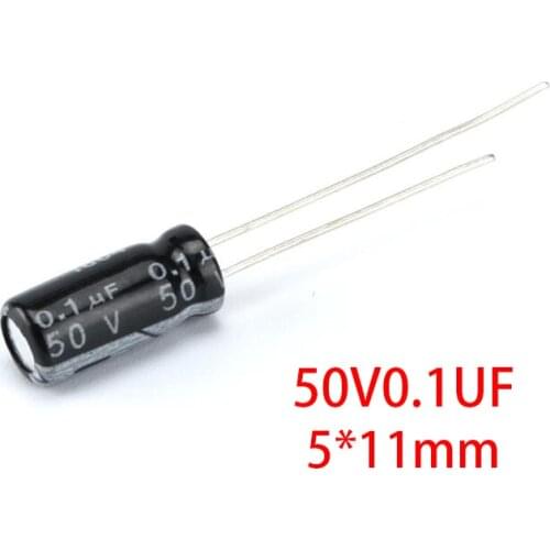 50PCS Higt quality 50V0.1UF 5*11mm 0.1UF 50V 5*11 Electrolytic capacitor