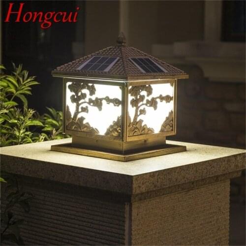Hongcui Solar Wall Outdoor Lights LED Pillar Lighting Waterproof Modern Post Light Fixture For Patio Porch Balcony Villa