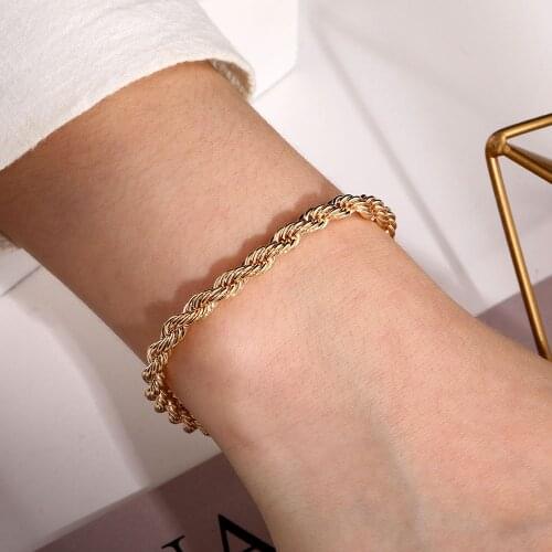 IPARAM Punk Metal Twisted Chain Bracelet Hip Hop Chunky Thick Miami Curb Cuban Bracelets Womens Mens Fashion Jewelry