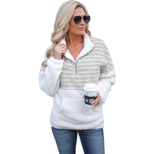 Winter Patchwork Elengant Fashion Hooded Sweatshirt Women Loose Casual Warm Hoodies Ladies Fleece Flannel Pullover Female Top