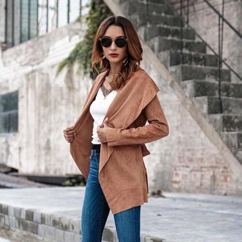 Long Sleeve Cardigan Outerwear Women Solid Color Coats Elegant Ladies Winter Spring Lapel Overcoat Fashion Casual Female Coat