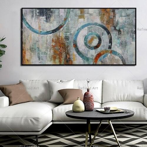 100% Handmade Oil Painting Modern Abstract The Circle Pictures Living Room Wall Art Home Decoration Rolled Canvas No Frame