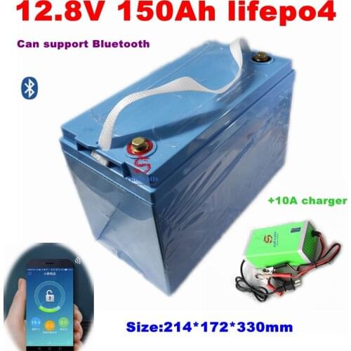 12V 150ah lithium battery bluetooth APP 4S 12.8V 150AH lifepo4 battery for Solar energy storage EV RV inverter +10A Charger