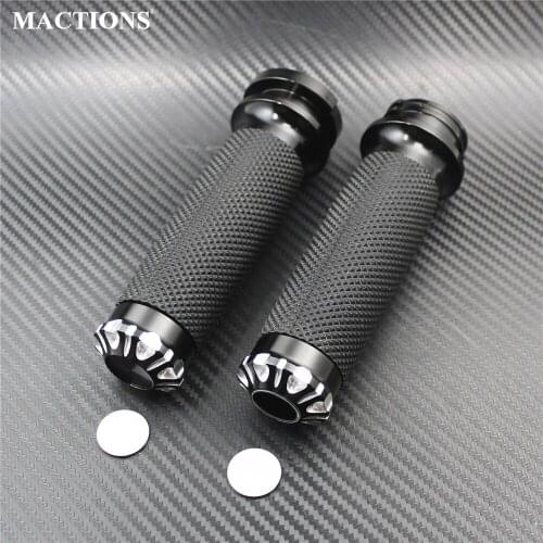 Motorcycle 1" Hand Grips Handlebar CNC Black/Chrome For Harley Cruiser Chopper VRSC XR Touring Sportster 1200 883 Dyna Softail