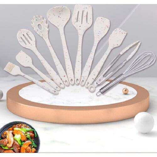 10/11PCS Silicone Silicone Kitchenware Cookware Set Baking Tools Kit Cooking Utensils Wooden Handle Non-stick Spatula Tube