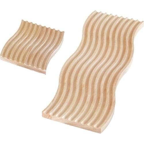Nordic Groove Solid Wood Water Wave Shaped Dessert Slicing Bread Trays Kitchen Anti-slip Cutting Board Storage Organizer