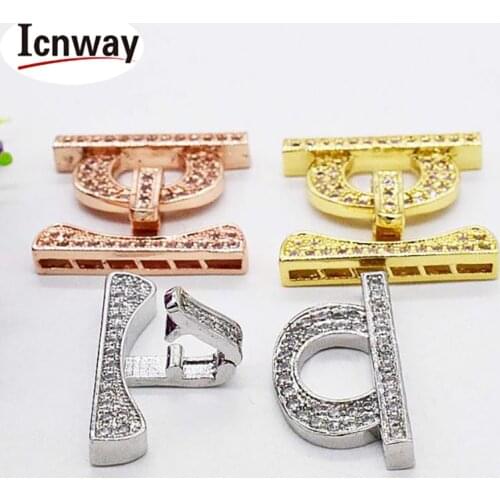 Wholesale Rhinestone inlay silver Plated clasp 2*2cm For DIY bracelet necklace Free shipping icnway