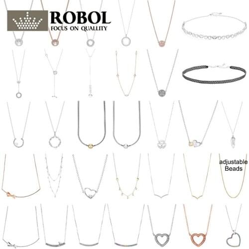 PDX XL 02 100% 925 Sterling Silver Silver Chain Necklace (adjustable) Basic Charm Necklace with Logo Necklace for Woman
