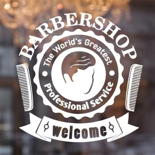 Hairdressing Barber Shop Comb Wall Sticker Haircut Styling Wondow Welcome Vinyl Wall Decal Removable Art Room Decor Muarl Z121