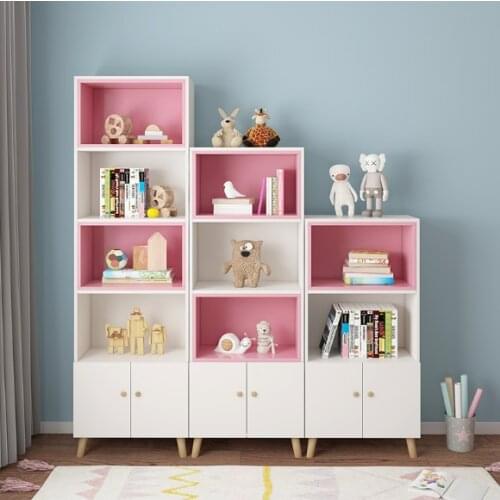 Simple bookcase bookshelf shelf floor childrens solid wood student storage cabinet home living room display rack