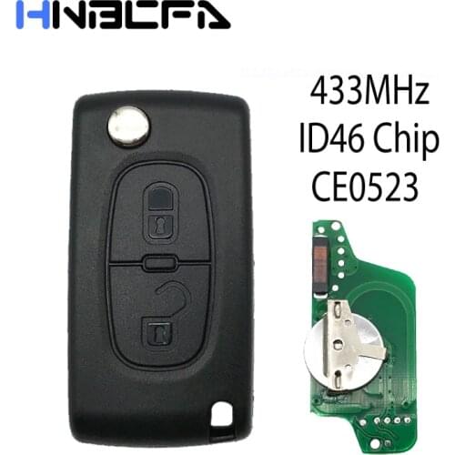 2 Buttons For Peugeot 307 3008 308 408 433MHz ID46 7941 CE0523 Flip Remote Key VA2/HU83 Blade Car Key Fob ASK