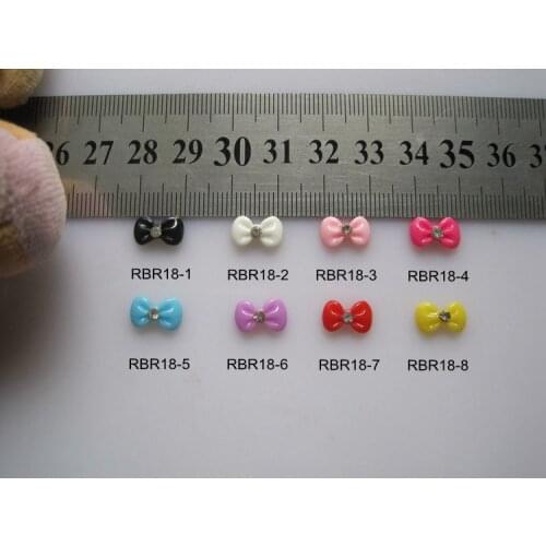 RBR18 30pcs/bag Round-Head Resin Bow with Crystal Rhinestone Nail Art Decoration Nail DIY Deco