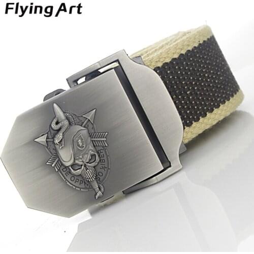Flying Art Unisex Character skeleton sword canvas tactica High Quality Military Belts For Mens & Women Luxury Patriot Jeans Belt