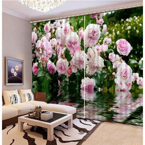 Pink rose Flowers 3D Window Curtains Blackout living room wedding bedroom decoration Drapes Customized modern curtain