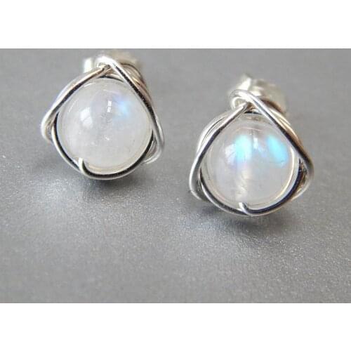 Moonlight Stone Stud Earrings For Women Minimalist Allergy-proof New Anillos Silver Female Ornaments Jewelry