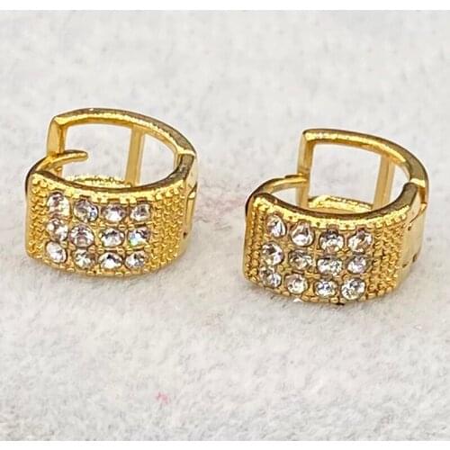 Gold Color round Cubic Zirconia Wedding Romantic Luxury Ethiopia Fashion Design hoop crystal Earrings for Women girls kids gifts