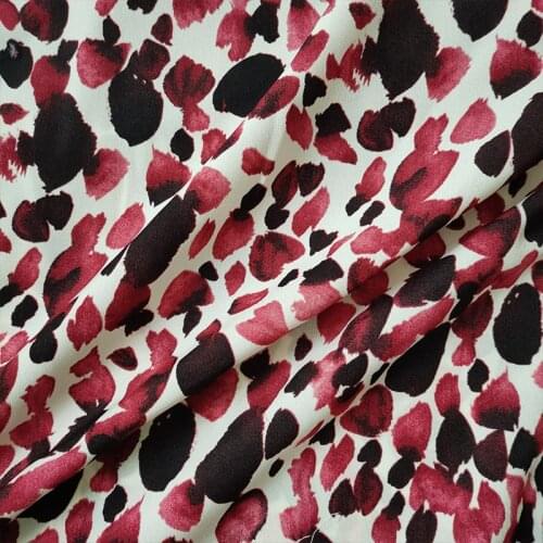 Good Dark.Red Leopard Chiffon Fabric Imitate Silk Chiffon Fabric Sexy Tiger Dots Pattern Printing Cloth DIY Women Dress /pants