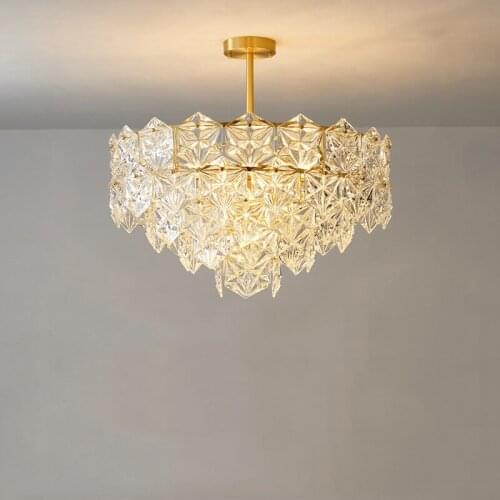 Modern Living Room Chandeliers Glass Light Light Luxury All Copper Lamp High-end Dining Room Chandelier Simple Bedroom PA0625