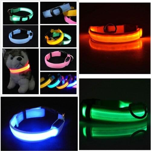 LED Nylon Pet Dog Collar Night Safety LED Light-up Flashing Glow In The Dark Electric LED Pets Cat & Dog Collar Free Shipping