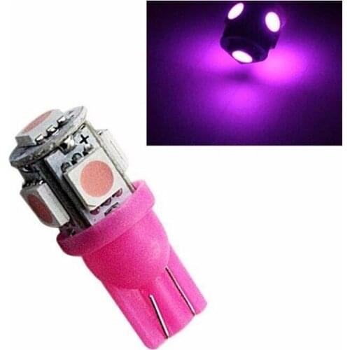 T10 led bulb interior light 5w5 w5w led signal light 12v 5 smd 6500k pink auto side plate wedge reading lamps license 194 168