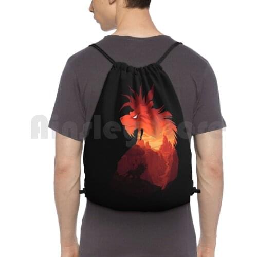 The Guardian Black Backpack Drawstring Bags Gym Bag Waterproof Final Fantasy Red Xiii Red 13 Final Fantasy Vii Final