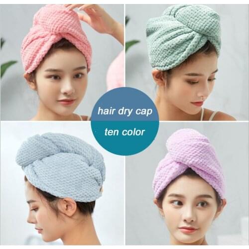 Polyester Bath Towel Hair Dry Quick Drying Lady Bath towel soft shower cap hat for lady man Turban Head Wrap cute Bathing Tools