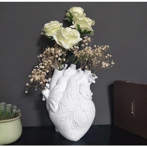 Nordic style heart-shaped vase decorative flower arrangement ornaments creative sculpture crafts living room study floral orname