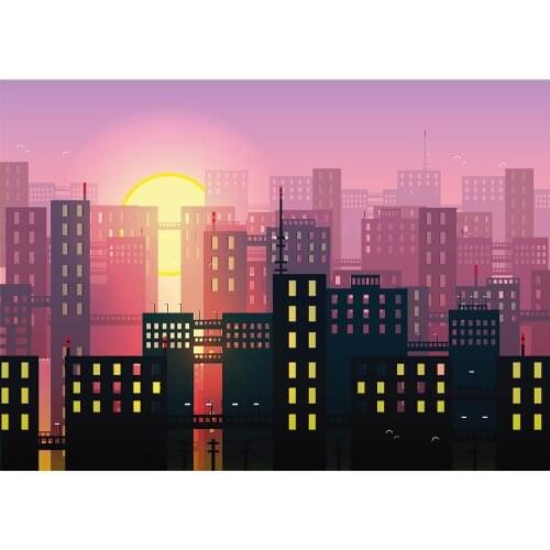 City Sunlight Surper Hero Vinyl Cloth Photo Backgrounds for Photo Studio Fundo Fotografia Children Baby Party Photophone
