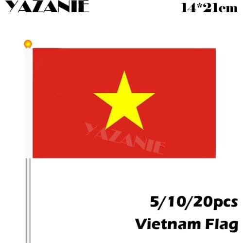 YAZANIE 14*21cm 5/10/20pcs Vietnam Hand Wave Flags World Custom National Flags Celebration Parade Flag Supply Drop Shipping