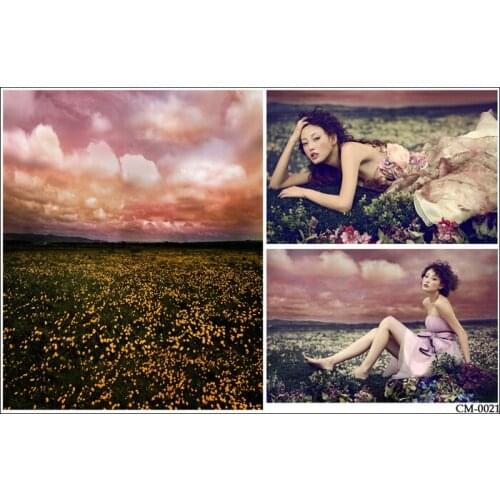 Yellow Flowers Over All Photography Backdrops Sunset Glow Photo Background for Character Wedding Backdrops Custom Photo Studio