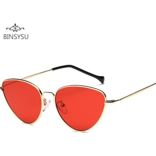 Cat Eye Women Sunglasses Tinted Color Lens Vintage Shaped Sun Glasses Women Eyewear Red Lens Female Sunglasses