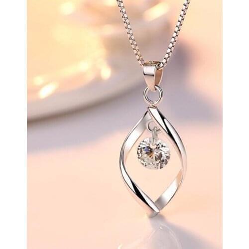 New Unique Hollow Rhombus Zircon Women Choker Necklace Engagement Wedding Pendant Chain Charm Girlfriend Female Jewelry Gift