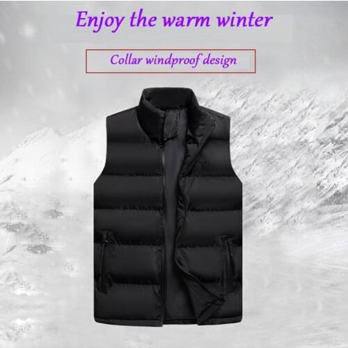 New Winter Warm Men Leisure Suits Waistcoat Stand Collar Sleeveless Coat Windproof Cotton Jacket Winter Jacket Men 6XL Coat Men