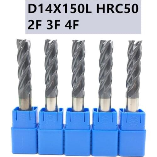 1PC HRC50 D14 150L 14mm 2F 3F 4F Carbide Tool CNC Machining Milling Cutter