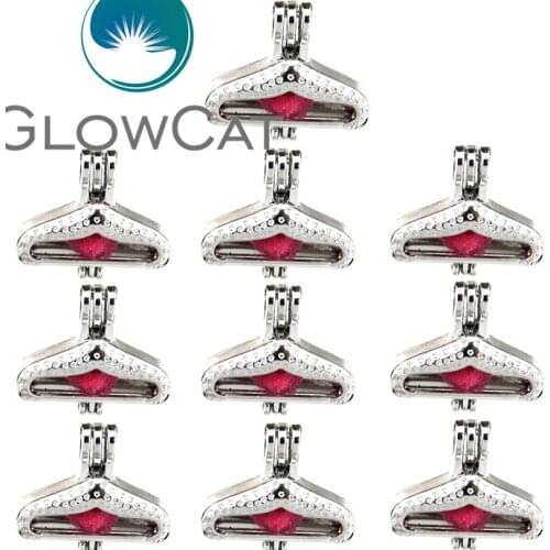 10x K597 Clothes Hanger Pearl Cage Jewelry Making Bead Cage Pendant Essential Oil Diffuser Aroma Locket For Oyster Pearl
