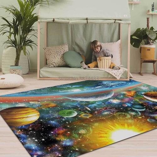200*300cm Modern Cartoon Science Fiction Starry Sky Childrens Room Living Room Bedroom Bedside Carpet Floor Mat Customization