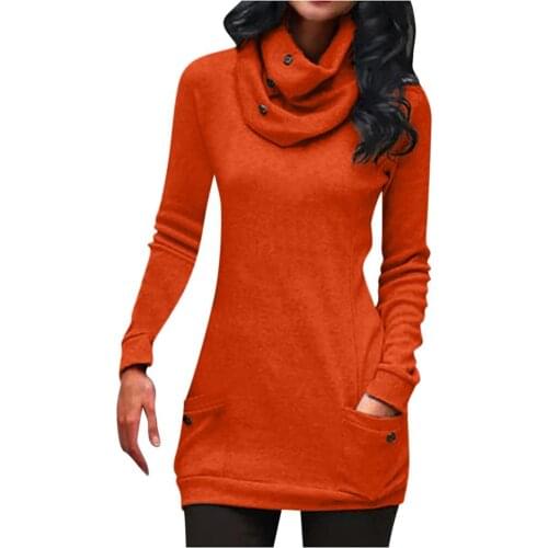 2020 Womens Sweatshirts Winter Warm Womens Casual High Neck Casual Sweatshirt Jacket Tops Women Pullovers Plus Size Clothing