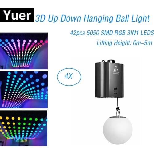 3D Up Down 140W DMX RGB LED Lifting Ball Modern Wave Effect 0-5 Meter Colorful Kinetic Light Lift Ball For Stage Disco Dj Party