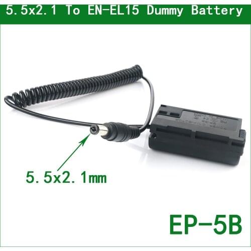 5.5x2.1 To EP-5B DC Coupler Power Connector EN-EL15 Dummy Battery for Nikon D800E D810A D7100 D7200 D7500 Z5 Z6 Z7 1 V1