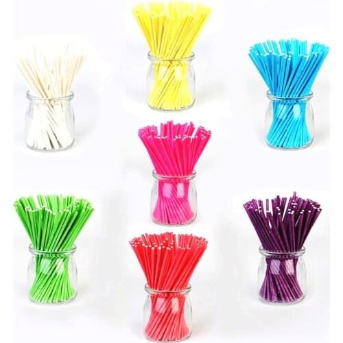 50pcs Candy Color Paper Lollipop Sucker Sticks for Cake Pops Candy Popcake Stick Home Baking Supplies