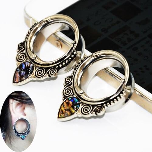 BOG-Pair Stainless Steel Shell Double Flared Ear Tunnel new earrings ear gauges Tunnel expander plugs body jewelry piercing
