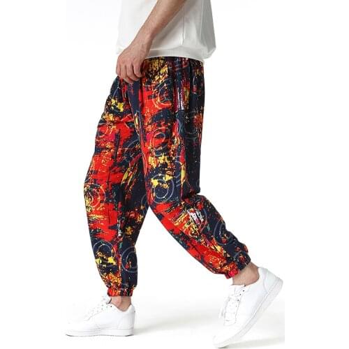 New Fashion Printed Men Harem Pants Hip Hop Casual Streetwear Joggers Men 2021 Summer Fashion Elastic Waist Trousers