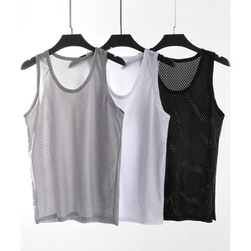 Quick dry Mens Underwear Sleeveless Tank Top Solid Muscle Vest Undershirts O-neck Gymclothing T-shirt mens vest